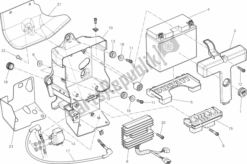 All parts for the Battery of the Ducati Superbike 848 EVO 2012